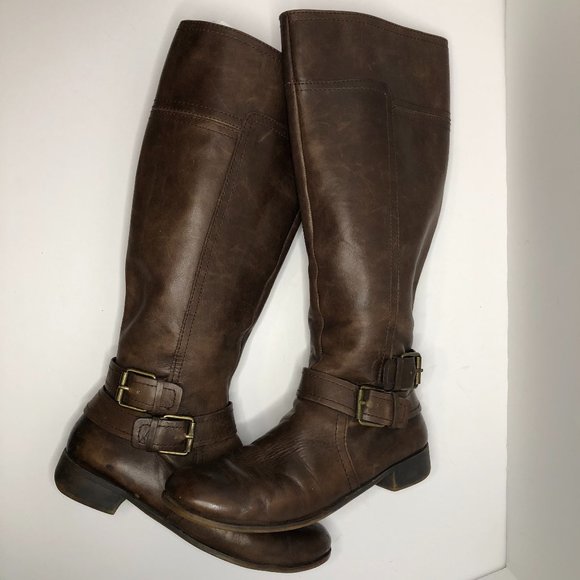Nine West "Vashiza" Leather Riding Knee Tall MOTO Boot Quiet Luxury Country - Picture 8 of 16
